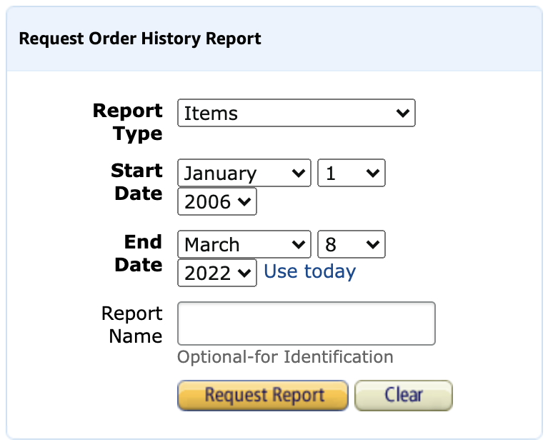 Export your Amazon purchase history